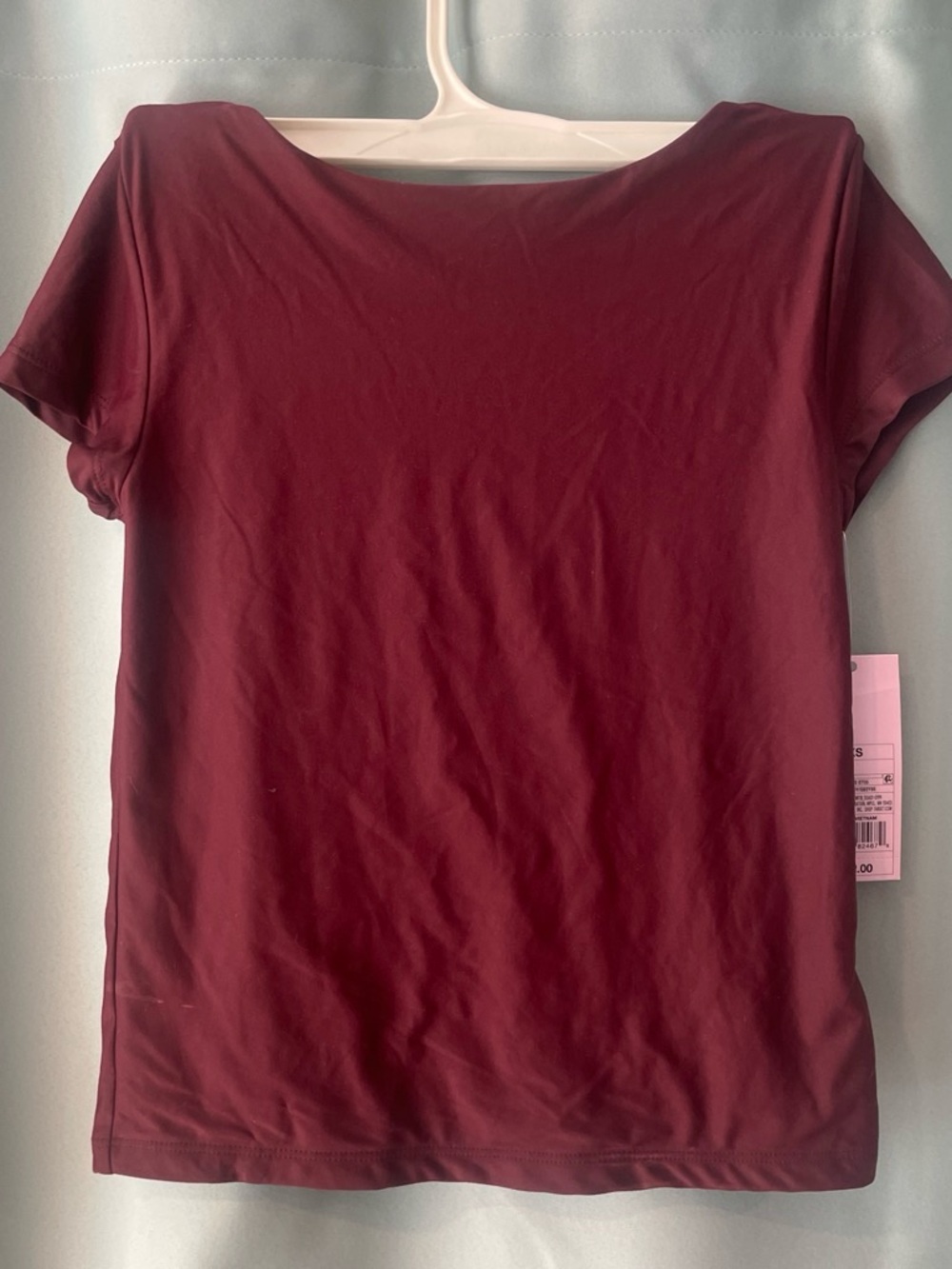 Target Women's Short-Sleeve Open Back Tee in Deep Burgundy